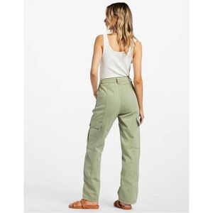 Billabong Wall To Wall Green Jean Wide Leg Cargo Pants 30